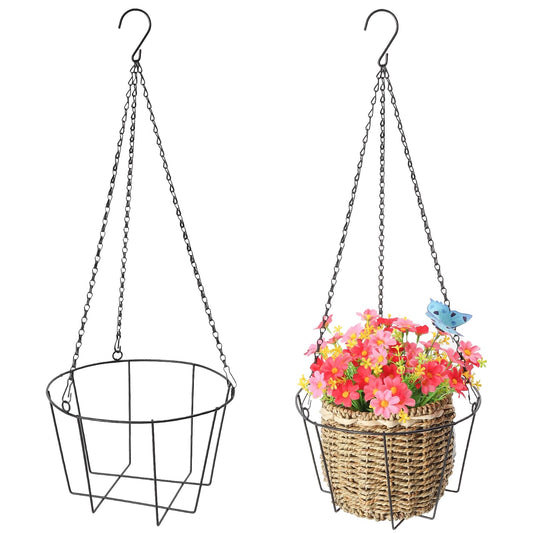 ZYUXUAN Metal & Macrame Plant Hanger Indoor/Outdoor Use – Heavy Duty Hanging Planter Holder with Basket for Ceiling, Window, Patio – Decorative Hanging Pot Tray for Plants(12 Inch, 2-Pack)
