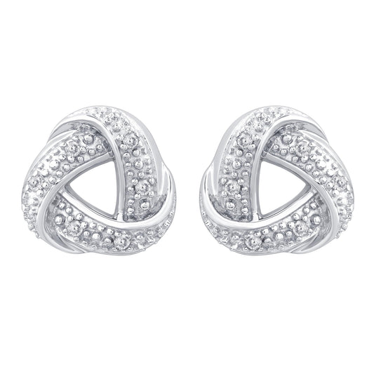 Gilded Sterling Silver 1/10 cttw Diamond Knot Post Earring