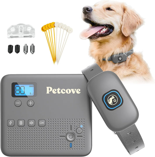 Wireless Dog Fence & Training Collar 2-in-1 | 500 ft Adjustable Boundary | Beep/Vibrate/Static 1–9 Levels | IPX7 Waterproof Receiver | Rechargeable | 10 Flags for Medium & Large Dogs | 15–77 lb