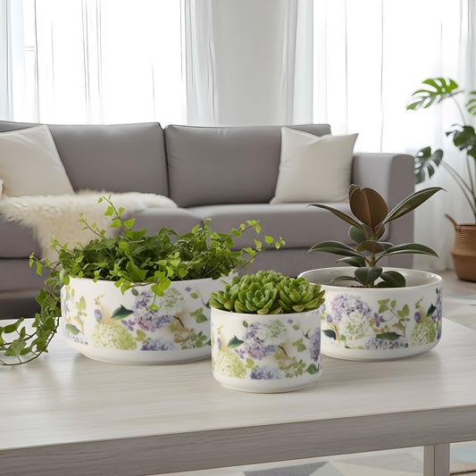 faghusp Ceramic Plant Pots Set of 3, Planters & Container Accessories Planters Indoor Outdoor Flower Planter for Home, Garden, Office Décor 6“ 5” 4“ (3, Porcelain White)