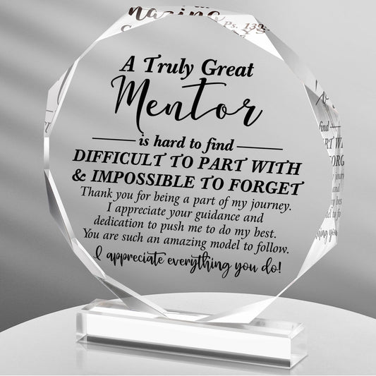 Panelee Thank You Gifts for Women Men Acrylic Appreciation Inspirational Gift Office Coworker Farewell Acrylic Sign Table Decor for Home(Mentor)