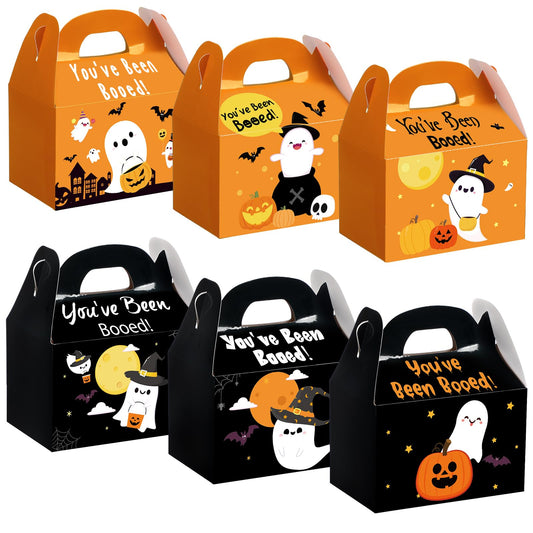 Yexiya 24 Pcs You've Been Booed Halloween Treat Box Set Ghost Pumpkin Bat Party Favors Boxes Boo Gift Boxes with Handle for Halloween Party Favor Supplies Birthday Decoration Holiday Gifts