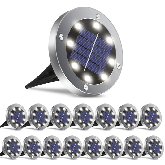 OULONGER Solar Ground Lights 16 Packs, Garden Solar Outdoor Waterproof Pathway Bright In-Ground Landscape Lights for Patio, Lawn, Yard, Driveway, Step and Walkway White Light