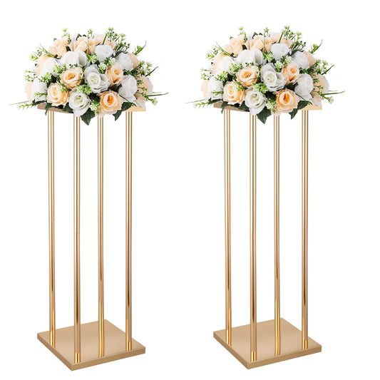 Bigsee 10pcs Column Pedestal Pillar Plant Stand Wedding Centerpieces for Tables Geometric Metal Flower Stand Gold, 31.5 Inch Tall Floor Vase Column Flower Holder for Wedding Party Table Decorations