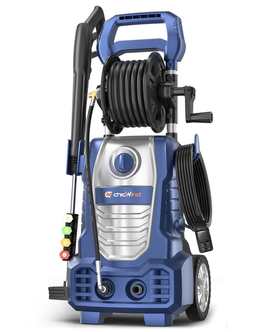 ChicWind 1800W Outdoor Cleaner Washer with 5Nozzles Set&Foam Cannon,27ft Hose,Adjustable Handle,Power Washer for Driveways,Cars,Fences,Decks,Patios&Outdoor Cleaning