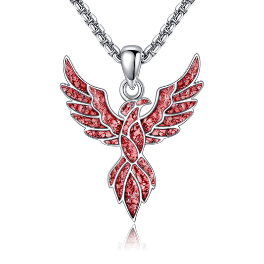 HKPATOP Phoenix Necklace 925 Sterling Silver Red Turquoise Pendant Necklace Phoenix Jewelry Gifts for Women Men