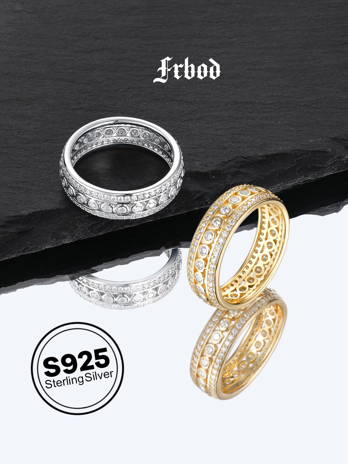 Frbod Aniversary Wedding Band 925 Sterling Silver Diamond Jewelry Moissanite Eternity Row Ring for Women Size 5.5