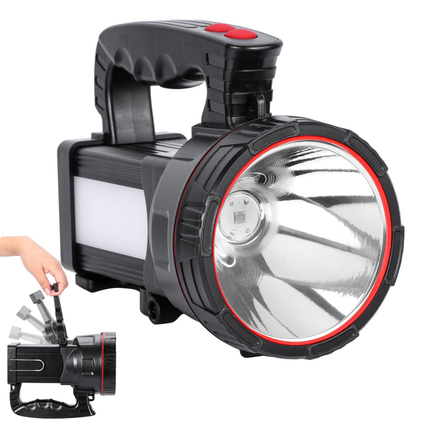 Vanvale Superbright LED Handheld Searchlight Tactical Waterproof Spotlight High Power Rechargeable Flashlights with Side Light USB Power Charger (White Light)