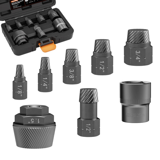 YEKEPRO 1.5" Tub Drain & Pipe Nipple Extractor Set, 8-Piece Plumbing Tools Kit with Socket - Remove Stubborn, Rusted, Broken Bathtub Drains & Shower Arms, with Solid Storage Case