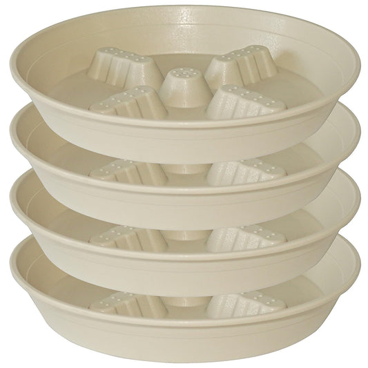 Feyvdzv 4 Pack Plant Saucer 10 inch, 8 12 14 17 inch, Plant Stand Plastic Plant Saucers for Indoors Outdoor, Heavy Duty Flower Plant Risers for Inside Pots, Pot Saucers for Plants, Grow Bags Saucers