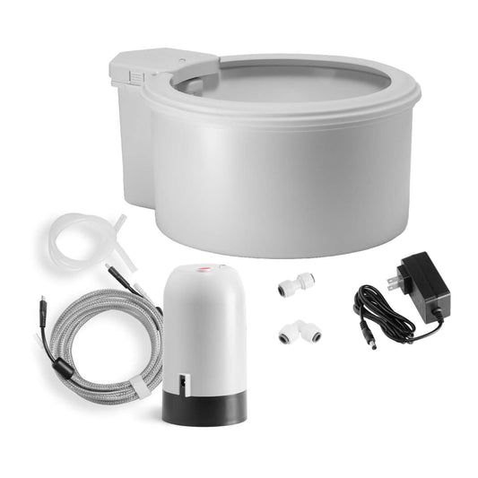Always Full® 9” Dog Water Bowl and Bottle Pump Bundle, Self Refilling with Clean Filtered Water, App-Enabled Smart Hydration Monitoring, Upgradeable System for Dogs and Cats