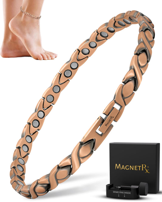 MagnetRX Copper Anklet for Women – Ultra Strength Magnetic Ankle Bracelets for Women – Effective Womens Copper Magnetic Ankle Bracelet (Women Anklet)