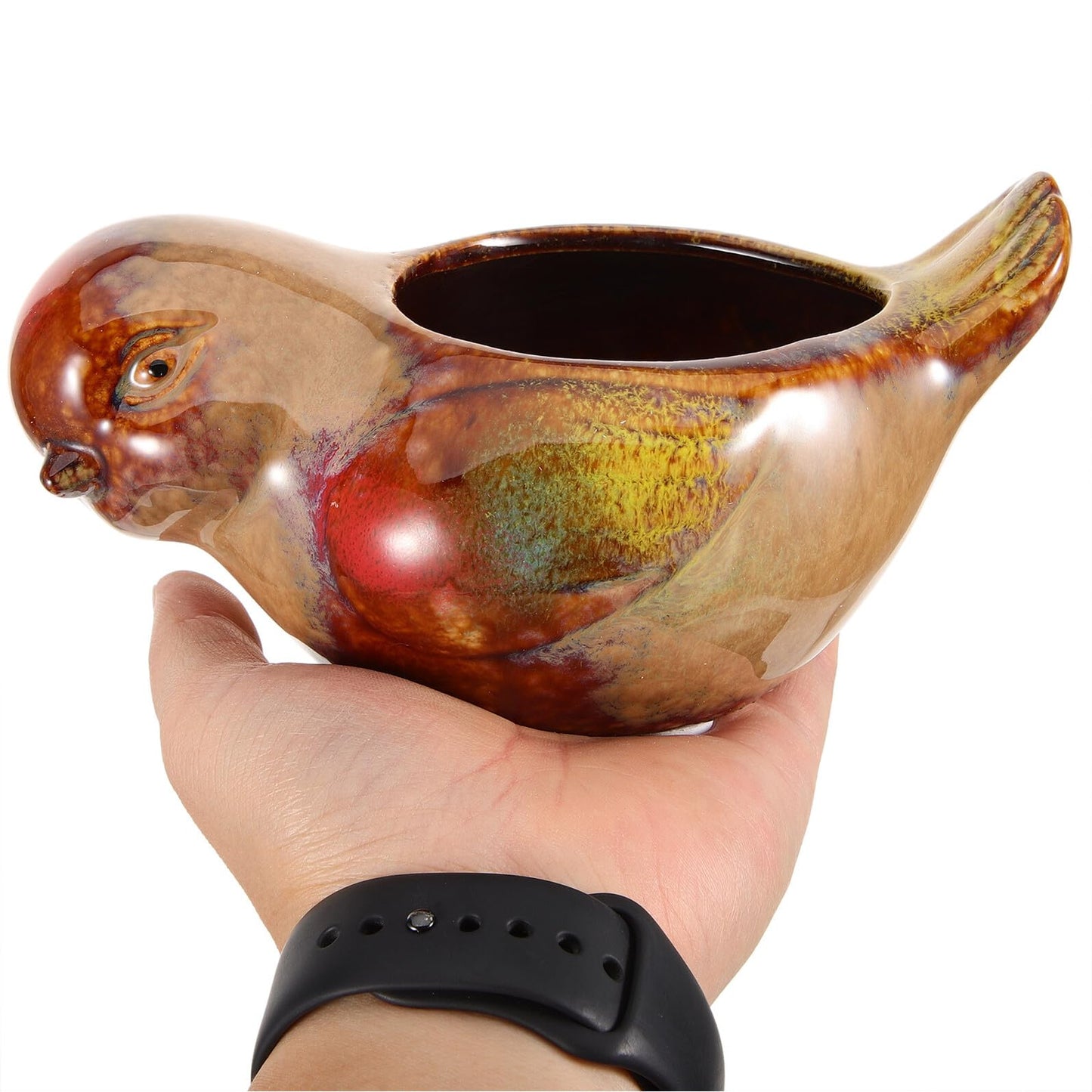 NULYLU Ceramic Bird Shaped Succulent Pot Small Planter for Indoor Balcony Plants Reactive Glaze Flower Pot for Outdoor Garden Decor