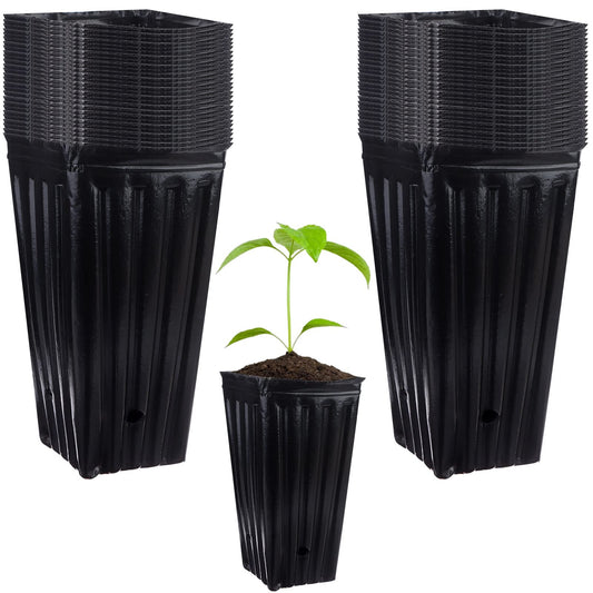 70Pcs Tall Tree Pots 7.84 In Plastic Deep Nursery Treepots Tall Seedling Flower Plant Container Pots with Drainage Holes Seedling Nursery Bags Black Tree Tubes for Seedlings for Indoor Outdoor Plants