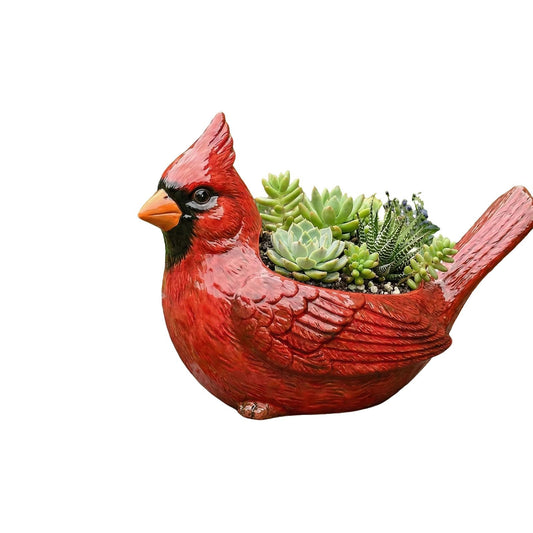 Cardinal Bird Succulent Planter, Red Cardinal Flower Pot Resin Decorative Bird Planter for Indoor Outdoor Plants, Cute Animal Plant Pot Garden Desk Decor