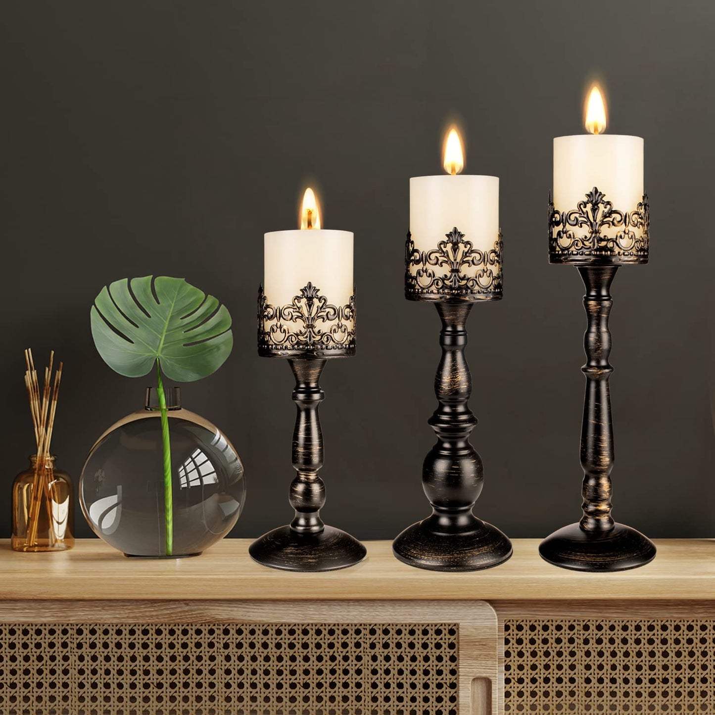 Vintage Candle Holder for Table Centerpiece Gothic Candle Stand Set