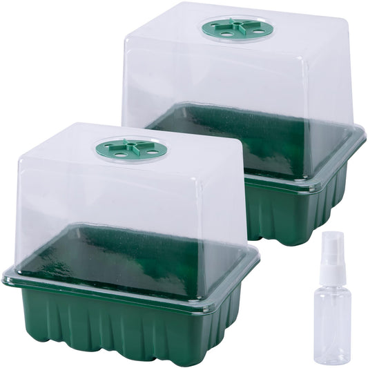 DECOHS 2 Pack Monotub Mushroom Grow Kit, 6.5" x 5" x 6.5" Small Mushroom Fruiting Chamber Propagation Boxes, Monotub Mushroom Growing Box Mini Greenhouse with Spray Bottle for Horticulture Supplies
