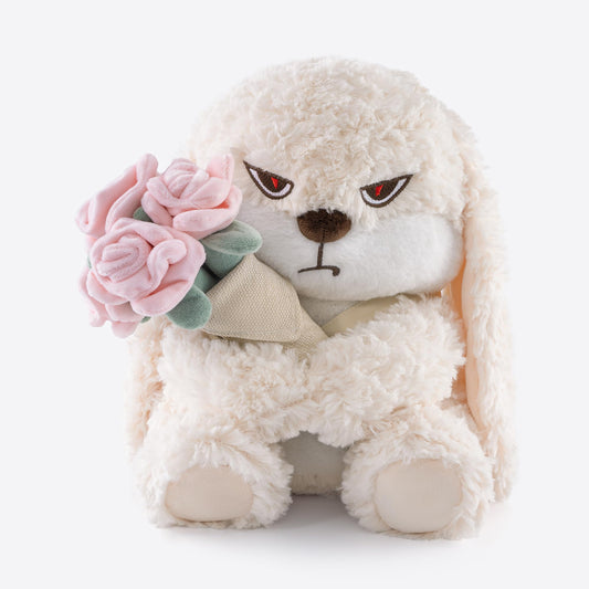 11.4" Adorable Bunny Plush Stuffed Animal - Hugging Rose Bouquet, Ultra-Soft Cuddly Toy, for Girls, Kids, Valentine's Day (White/Pink)-A Surprise that Never Fades