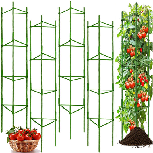Moirsunt 66Inch Tall Tomato Cage for Garden, 4Pack Plant Support Heavy-Duty Garden Stakes, Tomato Trellis for Potted Plants, Height Adjustable Tomato Cage Trellis for Climbing Plants Flowers