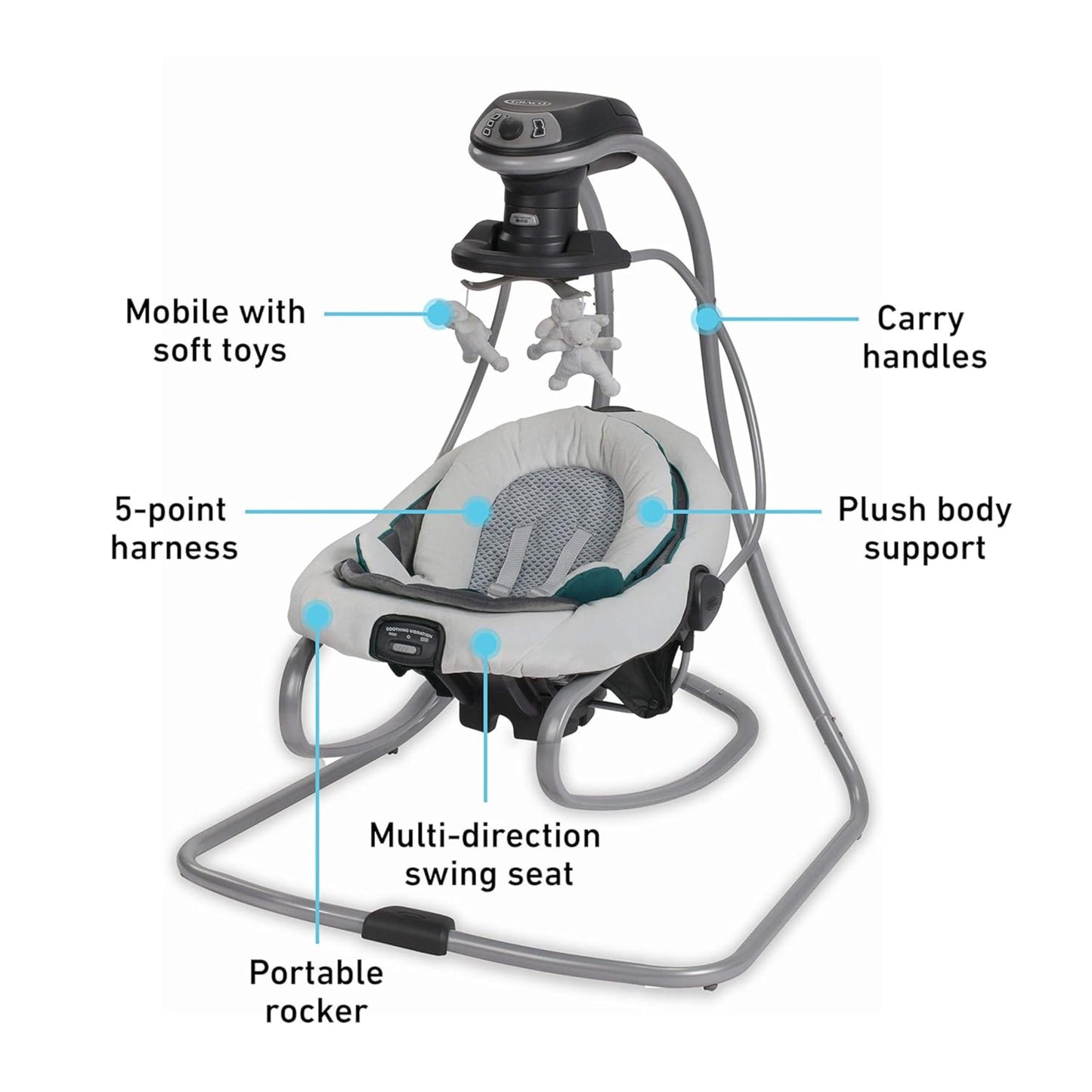 Graco DuetSoothe Swing and Rocker with Removable Swing Seat and 6 Swinging Speeds for Toddler Swing Seat and Swing Chair