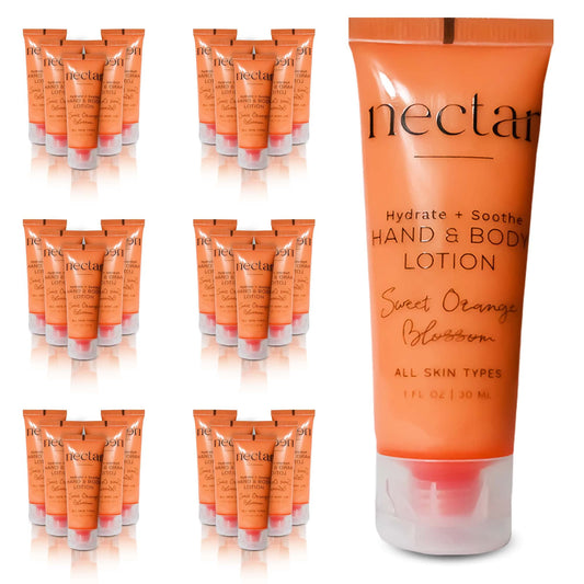 World Amenities Nectar Hand & Body Lotion | Sweet Orange Blossom, Mini Travel Size Toiletries (100% Recyclable Tube with Flip Top Cap) Hotel Amenities, Airbnb Rentals, Suitable for All Skin Types