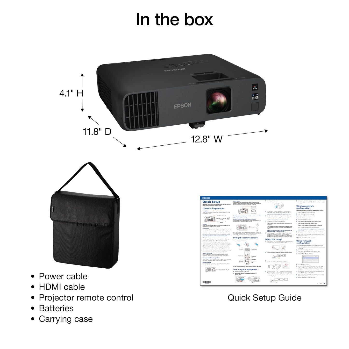Epson Pro EX11000 3-Chip 3LCD Full HD 1080p Wireless Laser Projector, 4,600 Lumens Color/White Brightness, Miracast, 2 HDMI Ports, USB Power for Streaming, Built-in 16W Speaker