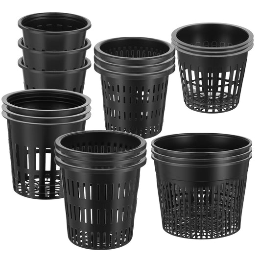MAQUITA 18 Pcs Orchid Pots Variety Size 2.3/3.3/3.9/4.3/4.9/6.1 Inch Black Net Pots Plastic Aquaponics Hydroponic Baskets Slotted Mesh Orchid Planter Container with Hole for Growing