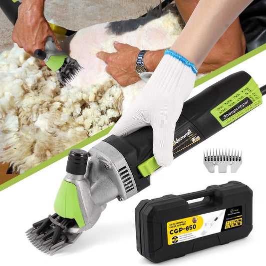 CGOLDENWALL 850W Sheep Shears Electric Sheep Clipper for Grooming Professional Heavy Duty Shearing Clipper with 6 Speed & Blade Tightness Adjustment- 110V (13 Straight Teeth Blade)
