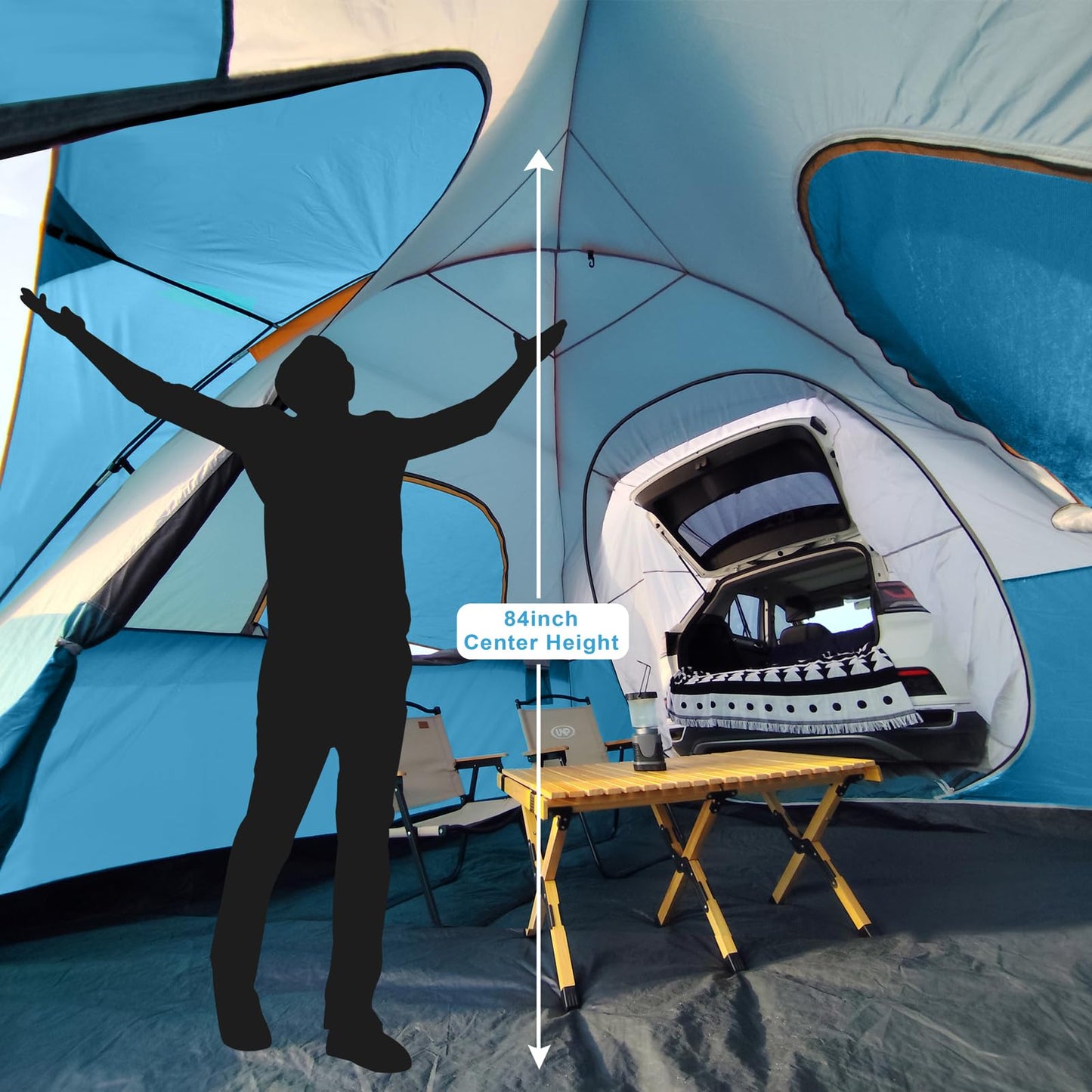 UNP SUV Dome Tent for Camping, Outdoor 6 Person Car Camping Tent, Easy Set Up SUV Tailgate Tent with Rainfly 10' x 10' Vehicle Camping Tent