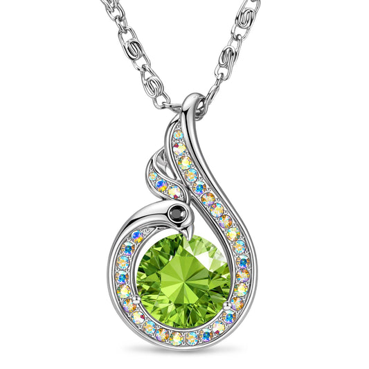 Kate Lynn Phoenix Birthstone Necklaces for Women Pendant Necklace Crystal Jewelry, Birthday Gifts for Women Wife Girlfriend Mothers Day Gift for Mom Daughter Unique Lady Christmas Jewelry Gift for Her, August Birthstone Peridot Necklace
