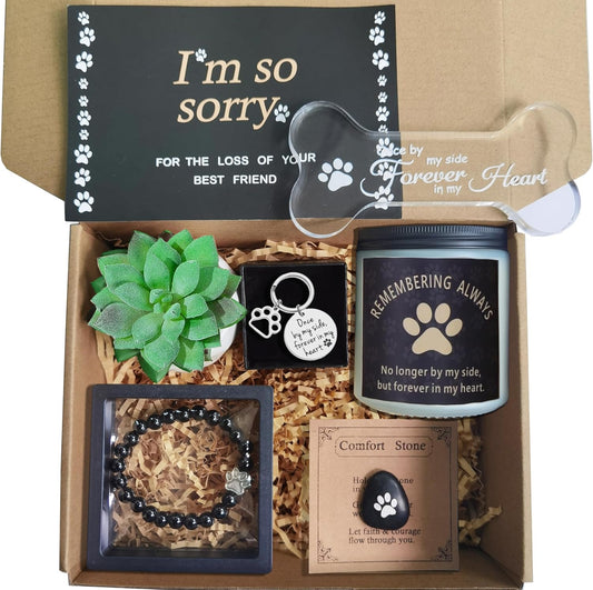 Lingletu Loss of Dog Cat Pet Sympathy Gift,The Perfect Way to Express Your Condolences Dog Memorial Gifts for Loss of Dog Remembrance Gift Basket for Friends Family (Black)