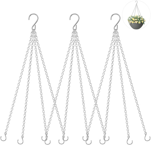 garini 3 Pack, 23 Inch Hanging Baskets Chain, Hanging Chains with Hooks Flower Pot Chain Replacement Plant Hangers for Planters, Bird Feeders and Lanterns(Silver)…