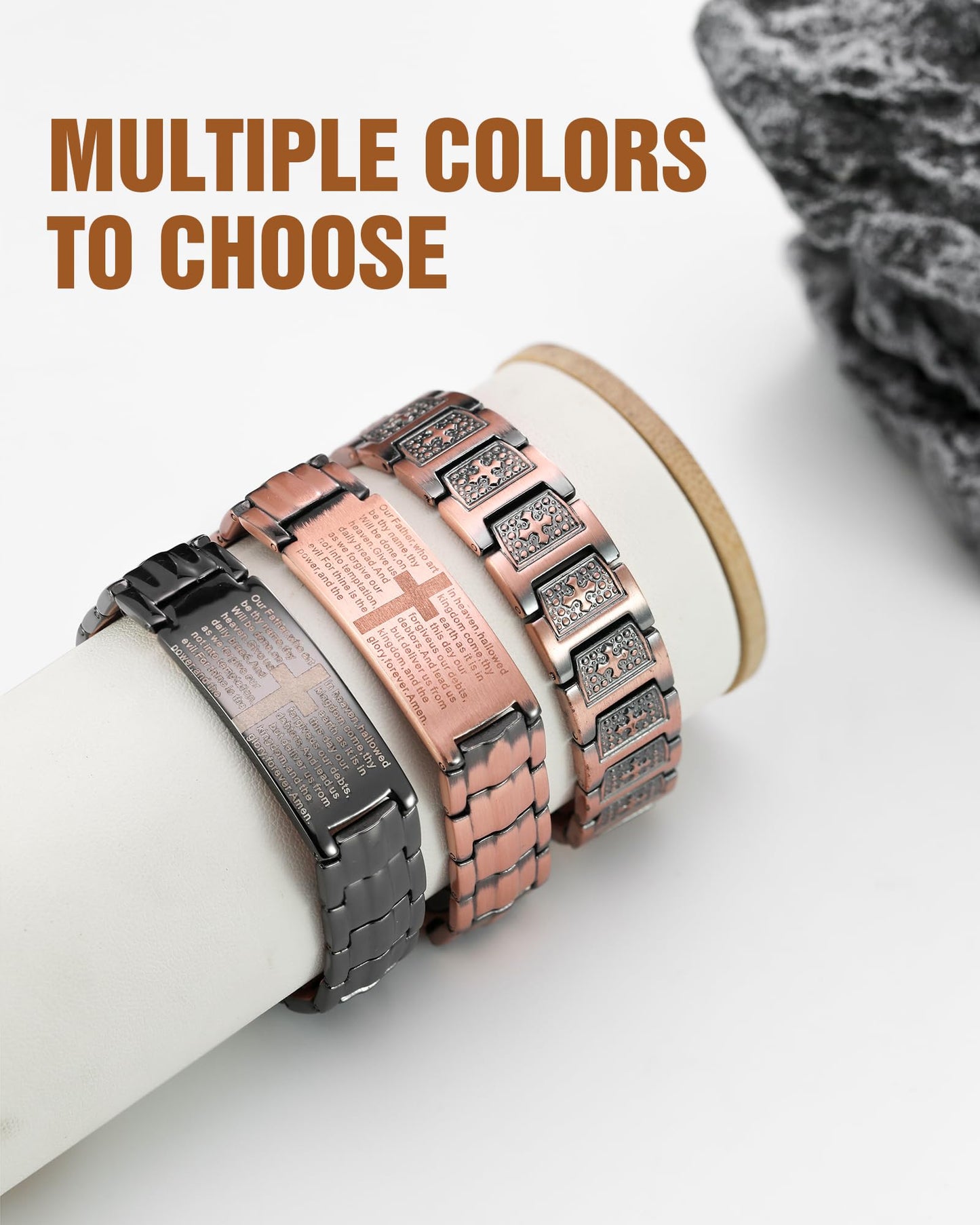 Jecanori Copper Cross Bracelet for Men, 2X Strength Magnetic Bracelets for Men, Adjustable Copper Jewelry with Sizing Tool