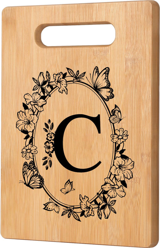 Personalized Cutting Board, Initial Christmas Birthday Gifts for Women, Christmas Monogram Gifts for Mom Sister Friend, Women Gift for Wedding Anniversary Housewarming Thanksgiving Kitchen Decor