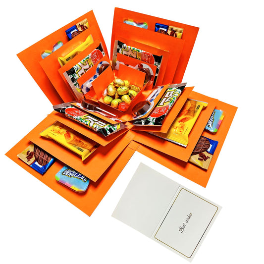 Hryan 5 Layer Gift Box, Multi Layered Explosion Photo DIY Box, Creative Surprise Picture Gift for Important Days and Holidays. (ORANGE)