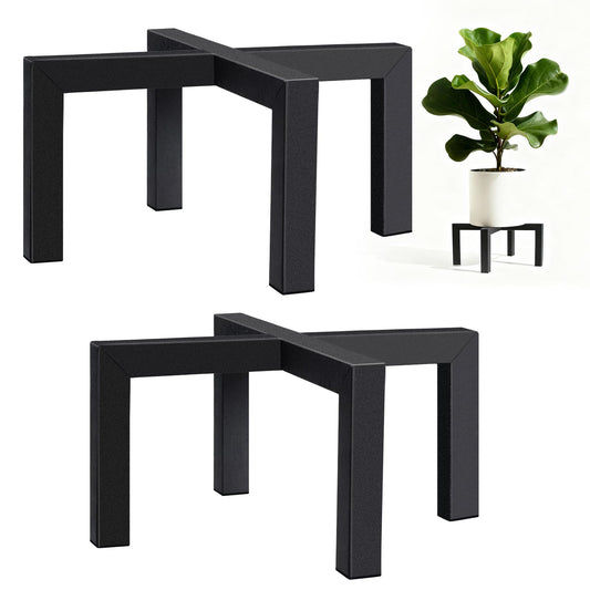 Kriico 2 Pack 12" Metal Plant Stand Indoor Outdoor, Heavy Duty Plant Stools Indoor, Mid Century Modern Planter Holders, Low Short Plant Pot Stands, Black, Fit 5"-12" Pot