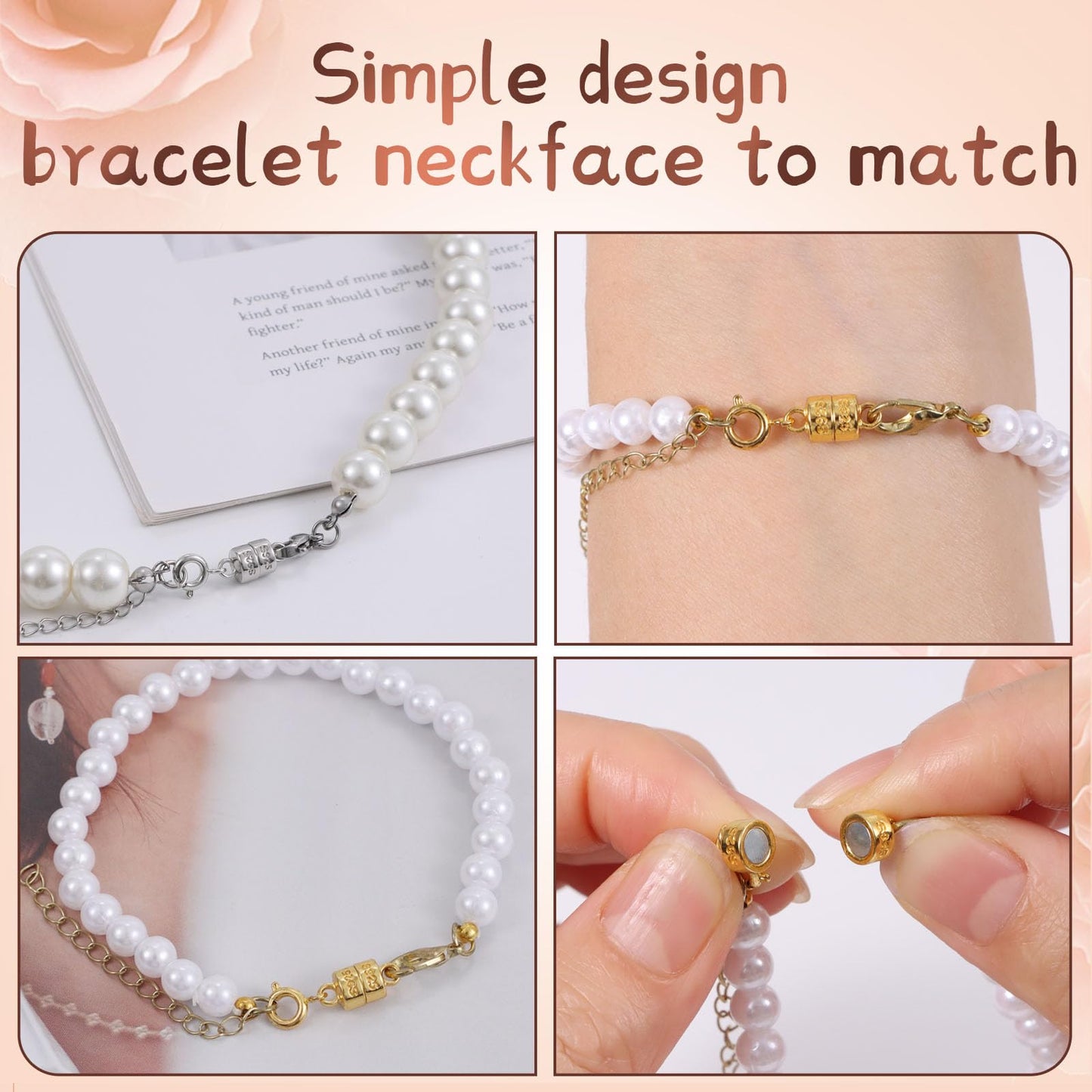 925 Silver Double Lobster Magnetic Necklace Clasps,Magnetic Jewelry Clasps for Necklaces Extender Bracelet Clasps and Closures (3golden)