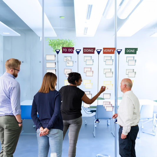 Scrum Board Tool Kit Magnetic Kanban Board, Office Task Management System with to Do, Doing, Verify, Done Columns, 4-Column Workflow Board for Project Planning