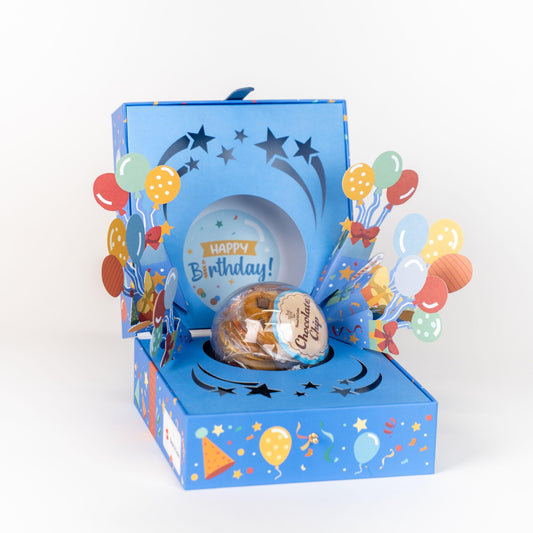 Happy Birthday Bloom Box by Send A Cake with 4 Individually Wrapped Gourmet Cookies (Lemon, Peanut Butter, Chocolate Chip, Oatmeal) – Ready to Gift, No Assembly Needed – Unique Birthday Gift for Women, Men, Adults & Kids