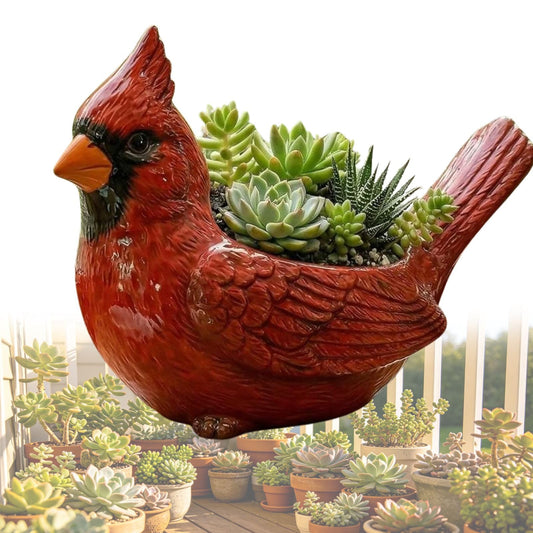 Nosecado Cardinal Bird Succulent Planter, Red Birds Plant Pot, Cardinal Succulent Planter Flower Plant Pot, Small Bird Planter for Desk Windowsill Garden Decor, Unique Gift (Red)