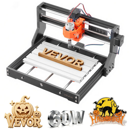 VEVOR 3018 CNC Router Machine, 60W Spindle, 3-Axis Wood Engraving Milling Machine, with 300 x 180 x 40 mm Working Area, Aluminum Alloy Construction, Rotary Knob, for Wood Acrylic Carving Cutting