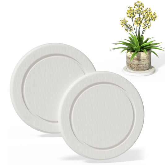Creproly Plant Saucer Flower Pot Saucers Plant Trays for Pots Instant Dry Diatomaceous Earth Round Plant Drip Trays for Indoors Keeping Counter and Floors Dry and Clean (2pcs White Medium)