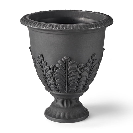 ARBORA 17" Paris Urn Polyresin Indoor and Outdoor Planter with Black Finish - Durable, Weatherproof, Lightweight, Large Plant Pot for Patio, Garden, Deck, Entryway