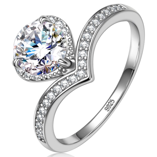 Kate Lynn Moissanite Rings for Women, 925 Sterling Silver Rings Engagement Promise Wedding Anniversary Rings for Her MWRS10895WW6.5