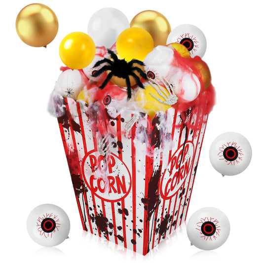 Gejoy Giant Halloween Popcorn Box Bloody Large Fake Popcorn Creepy Carnival Circus Trunk or Treat Car Decorations Kit Clown Circus Scary Balloons for Suv Outdoor Halloween Decor