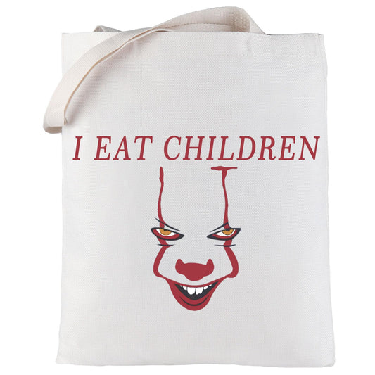 LEVLO Clown Cosmetic Make Up Bag Clown Fans Gift I Eat Children Makeup Zipper Pouch Bag Horror Movie Merchandise(Eat Children Tote)