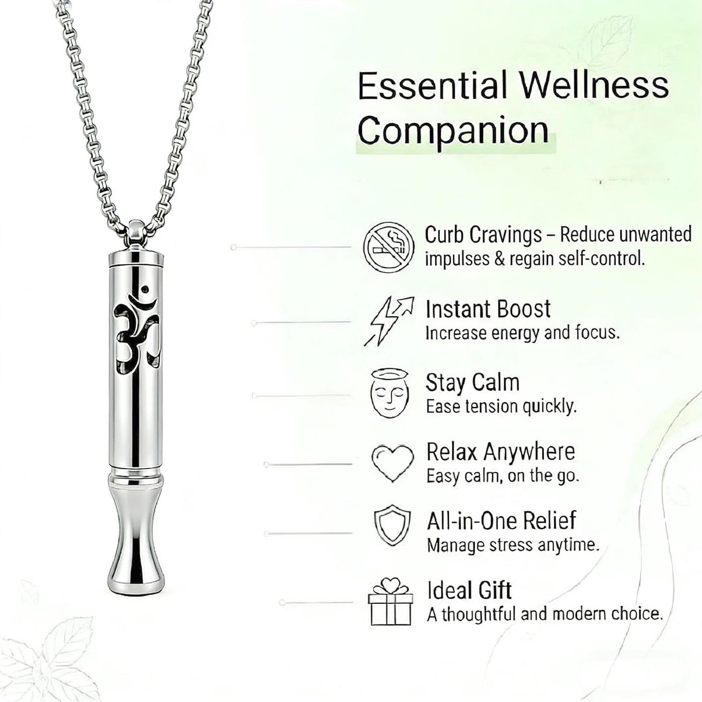 phaxud Stainless Steel Mindful Breathing Necklace with Aromatherapy Diffuser & Guided Meditation Cards, Calming Relaxation Tool for Meditation & Healthy Habit (Necklace, Black)