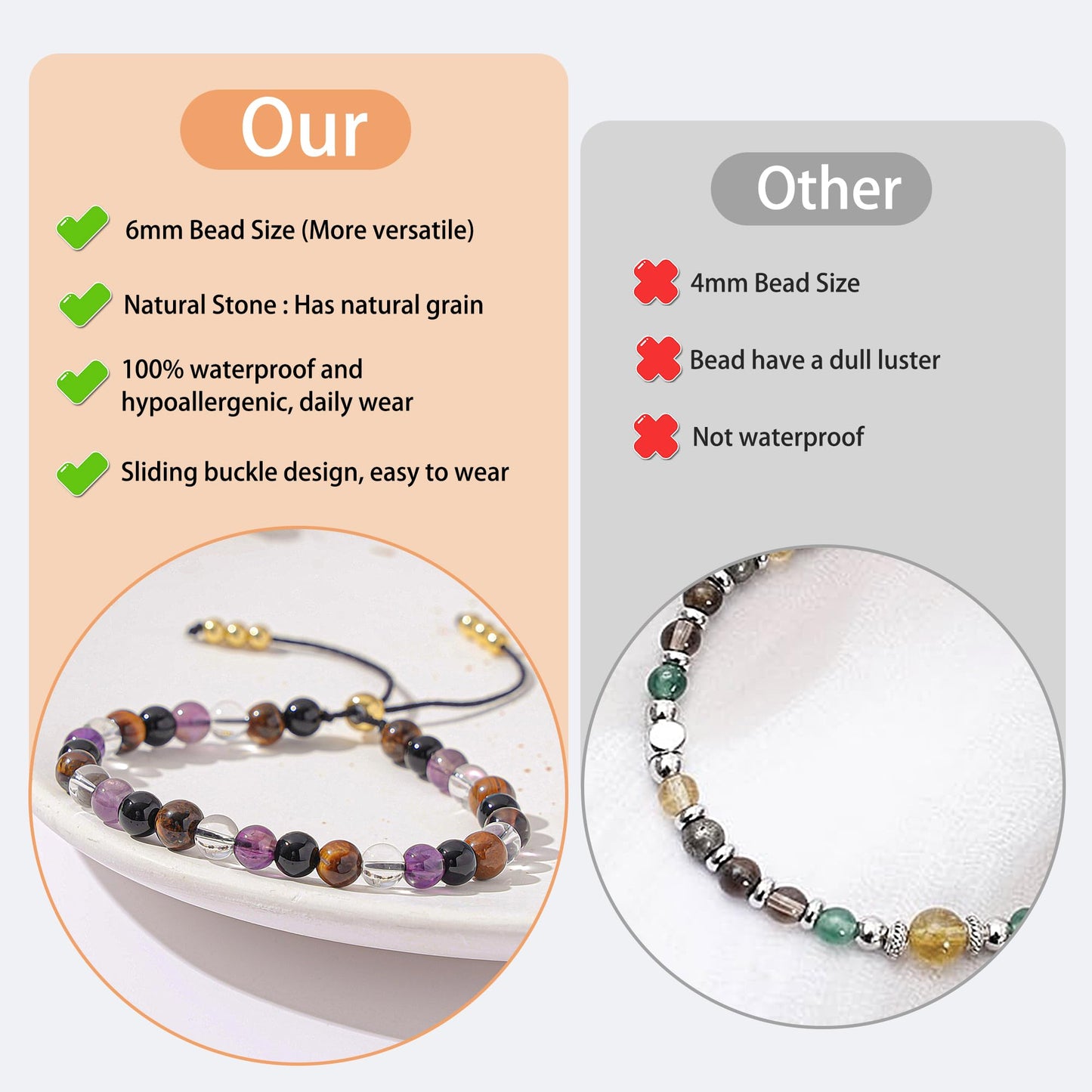 NUKAYAI Inspirational Gifts Bracelets for Women Healing Natural Stone Carnelian Citrine Black Tourmaline Bracelets Best Friend Bestie Birthday Mother Day Get Well Soon Gifts for Women Positive Vibes