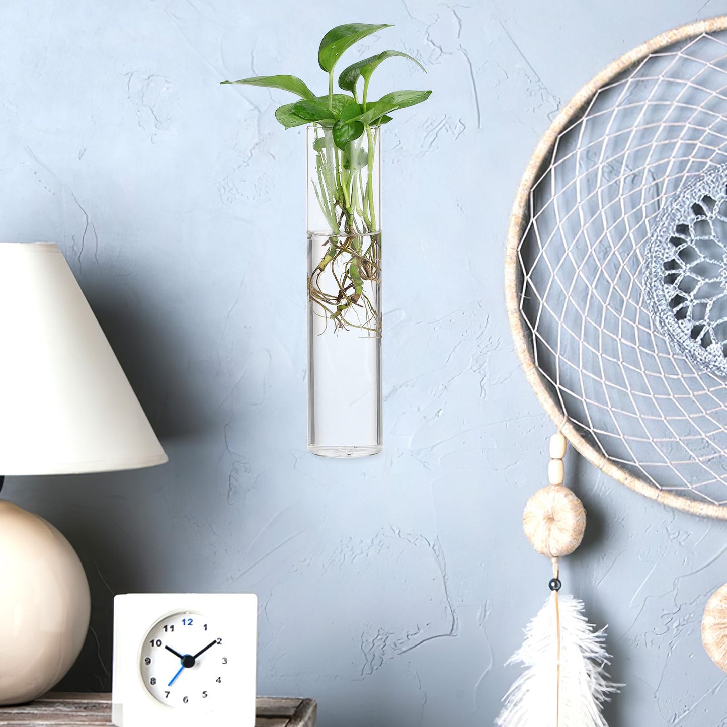 Angoily Wall Mounted Flower Vase Glass Tube Propagation Station 2pcs Hanging Terrarium Indoor Planter for Hydroponic Plants Modern Home Décor