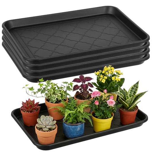 Zoketriton 4 Pack Nursery Potting Trays, Plastic Seedling Starter Tray with No Drain Holes Reusable Easy Watering Flat Garden Plant Growing Tray for Planting Indoor Greenhouse Germination